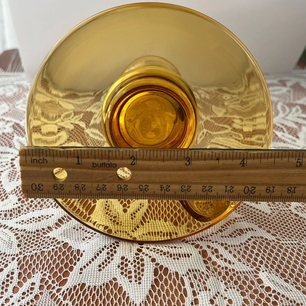 Vintage Amber-Coloured Handblown Glass Candle Holder Retro Decor - Picture 6 of 6